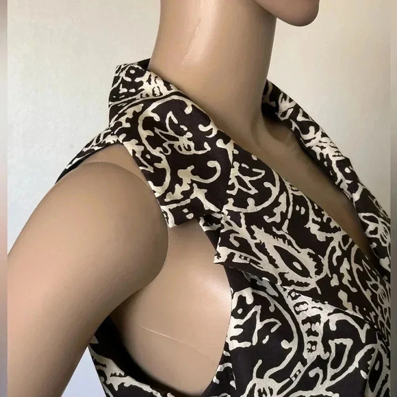Suzi Chin Maggy Boutique 100% Silk Midi Dress Collared V Neck Size 10 with Belt - Picture 7 of 14